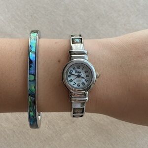 Rare Vintage Silver Abalone Cuff